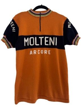 Woolistic Molteni Merino Wool Blend Retro Cycling Jersey Short Sleeve Orange